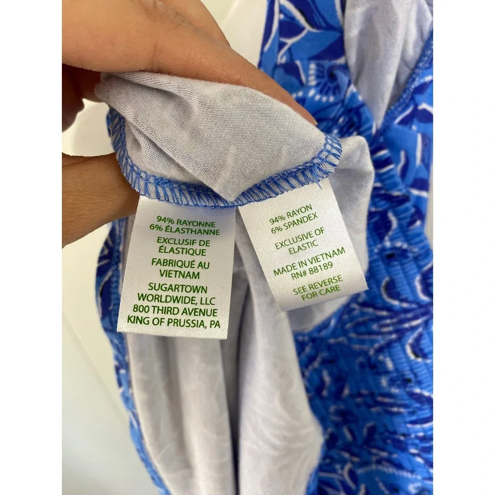 Lilly Pulitzer Abaco Blue Have It Both Rays Floriana Pullover Top Size S # 13448